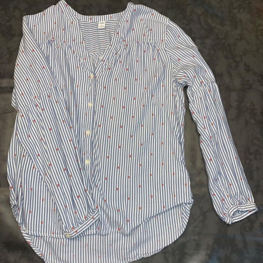 blue & white striped button down